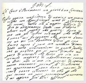 Gruppo di preghiera napoletano sui passi di Santa Veronica Giuliani: Foglio di una lettera scritta da suor Veronica al confessore gesuita padre Giuliano Brunori, senza data